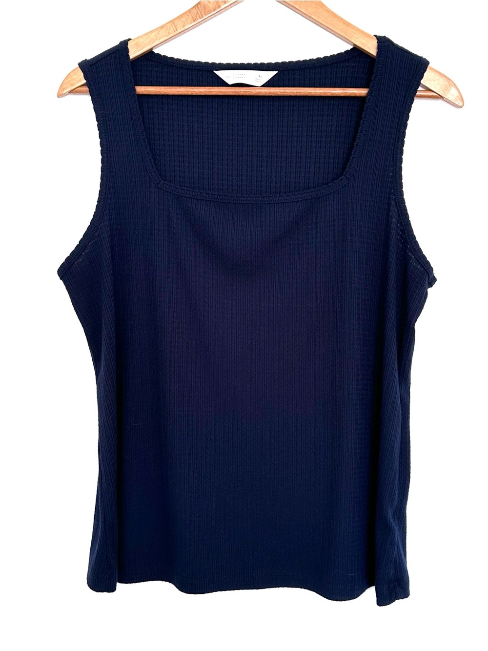 LC Lauren Conrad Tank Top Women’s XL Blue Ribbed Square Neck Lightweight Shirt